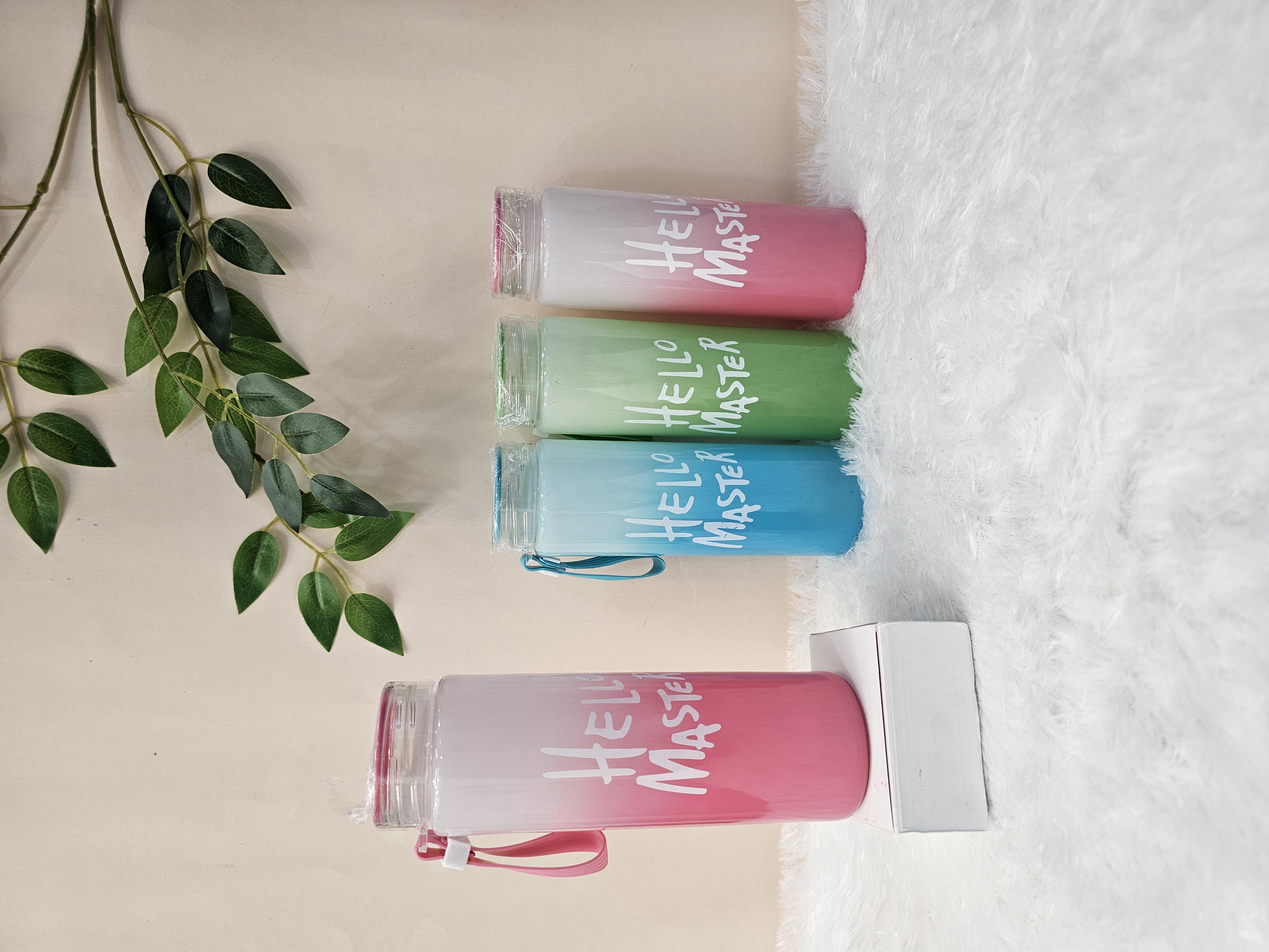 Hello Master Glass Water Bottle with Cover for School/College/Office (500 ml)