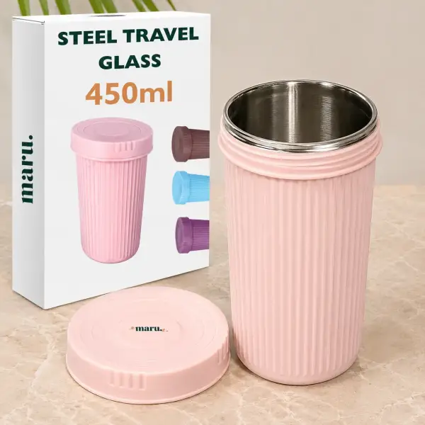 450ml Steel Tumbler with Lid – Double Wall Travel Coffee Mug