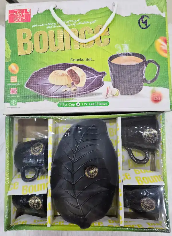 5-Piece Snacks Serving Set – Stylish Cup & Platter Combo