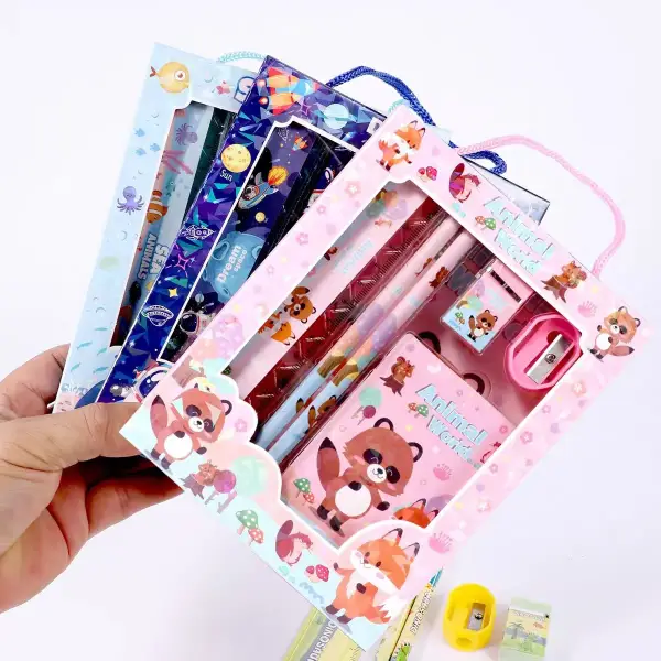 Assorted Kids Stationery Gift Set in Cute Carry Bag – School Kit