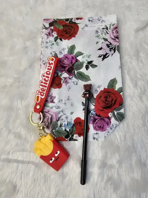 Cartoon Pen & Assorted Fun Keychain Gift Set