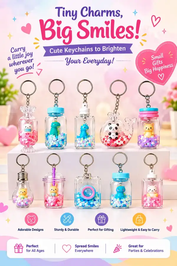 Cute Liquid Glitter Keychain