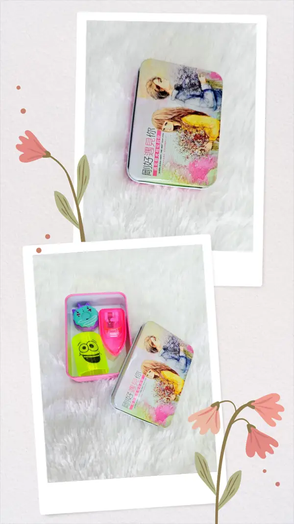 Cute tin box stationery set