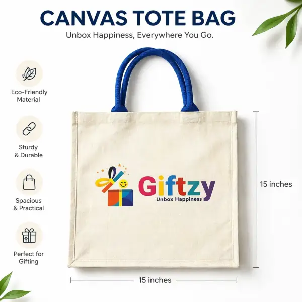 Eco-Friendly Canvas Tote Bag – 15 x 15 Inches | Durable Reusable Shopping & Gifting Bag
