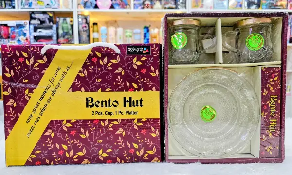 Elegant Glass Cups & Platter Combo