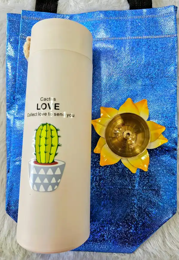 Elegant Glass Bottle and Diya Combo for Festive Gifting