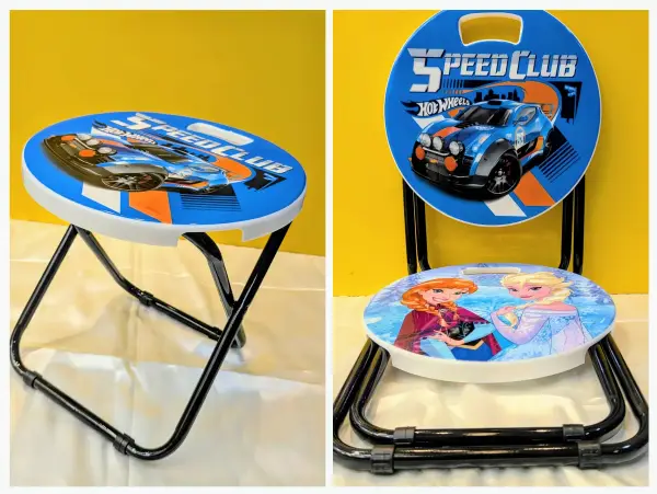 Foldable Cartoon Print Metal Stool for Kids