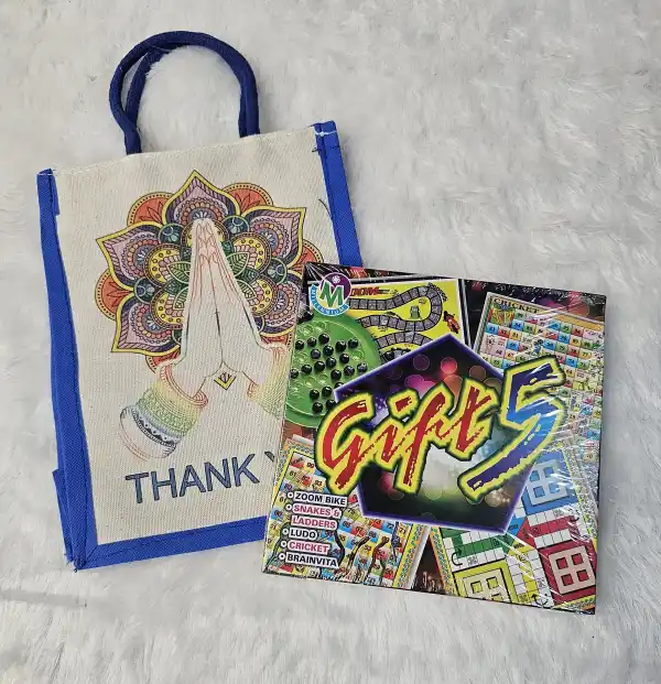🎲 Game On! 5-in-1 Board Game Set with Thank You Jute Bag
