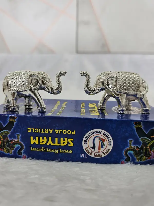 German Silver Small Pair of Elephants