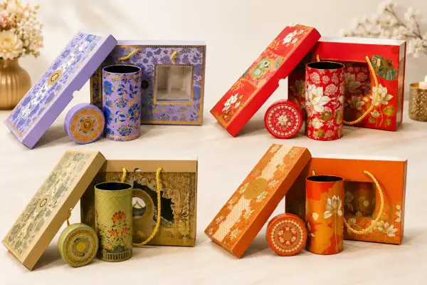 Heritage Theme Gift Box with Tin Containers Dual Tins Combo