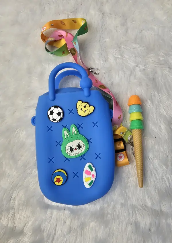 👜 Kids’ Cartoon Silicone Sling Bag with Ice Cream Pen