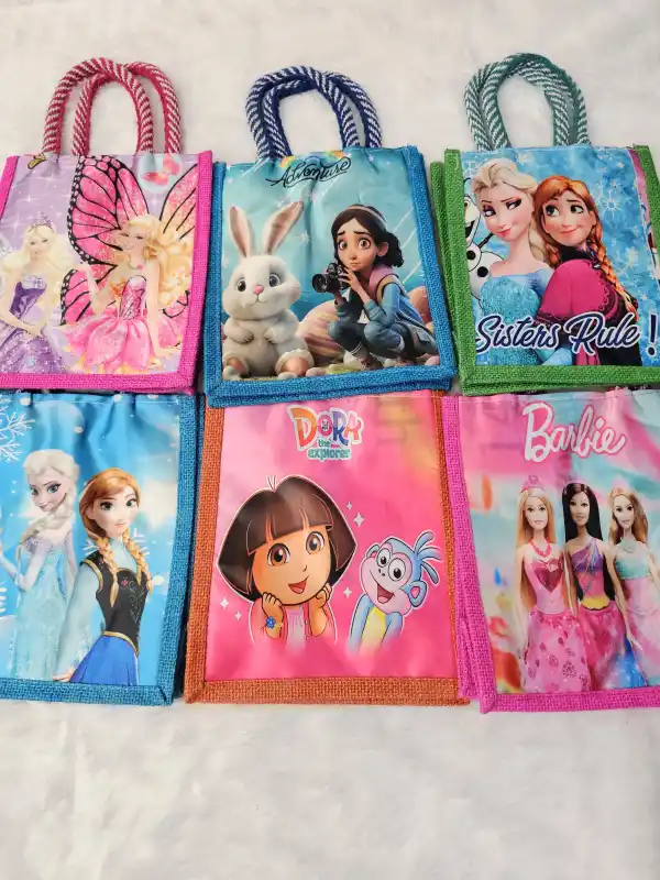 Kidsโ Favourite Cartoon Jute Lunch Bags
