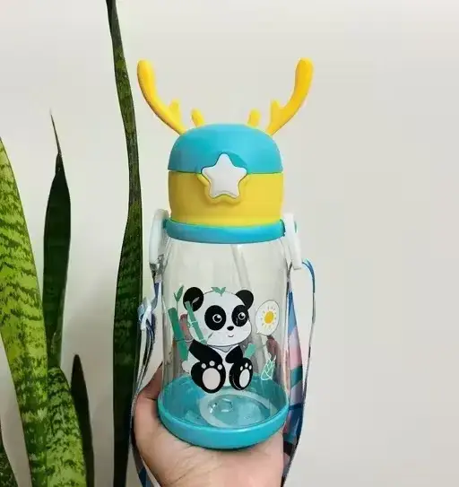 Kids Portable Sipper Water Bottle Cartoon Print