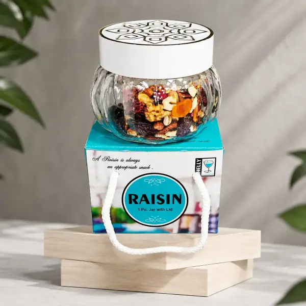 Lotus Glass Jar with Lid – Elegant Decorative Storage Jar (250ml)