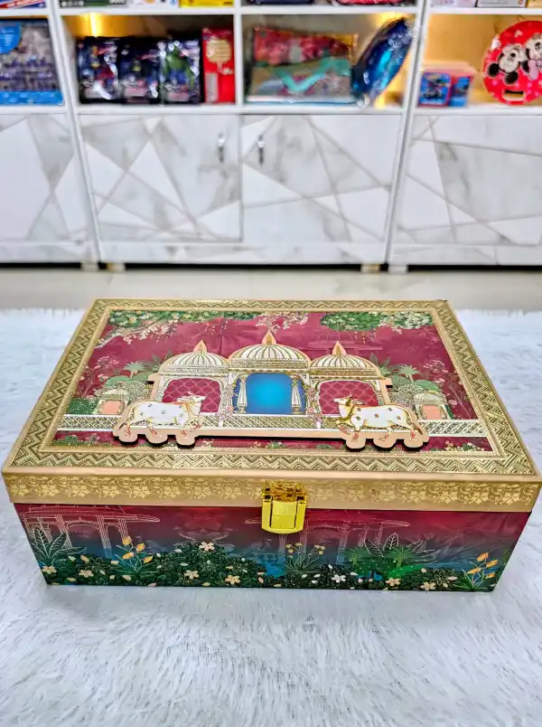 Luxury Wooden Dry Fruit Jar Box with Meenakari Design | Perfect Festive Gift