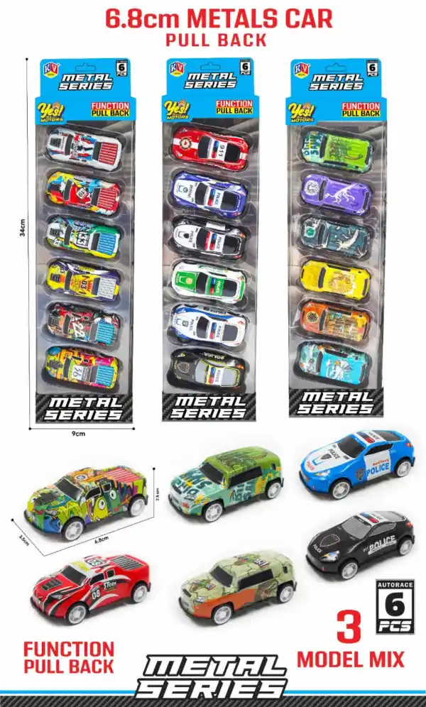 Metal Series 6 pull back cars