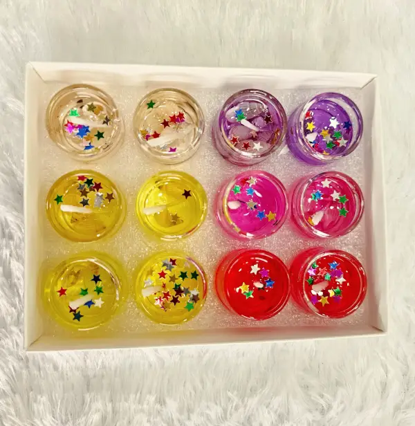 Mini Cute Little Glass Jelly/Gel Candles Pack of 12
