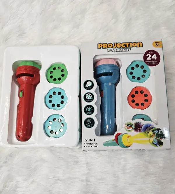 Mini Projector Torch Toy with 3 Slides, 24 Patterns
