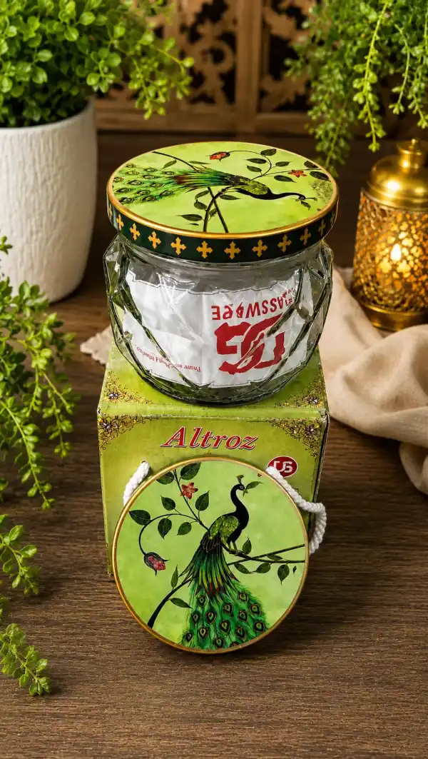 Peacock Decorative Glass Jar with Lid – Elegant Storage & Home Décor Jar