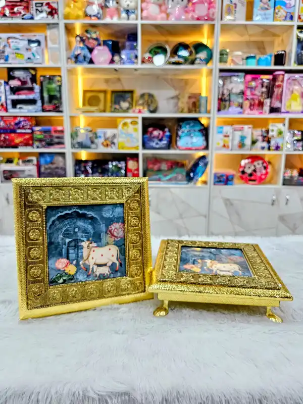 Pichwai Art Printed 8 inch Stool for Pooja