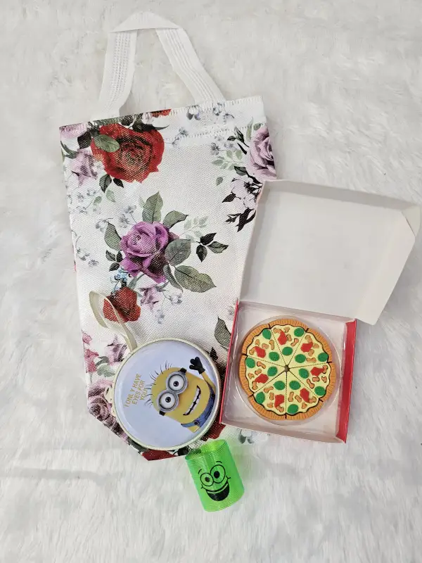 Pizza Eraser Set,Anime Coin Pouch & Magic Spring Toy in Bag