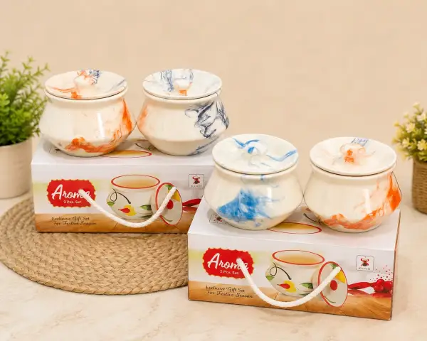 Premium Ceramic Storage Jar Set – 2 Pieces (250ml Each) with Lids