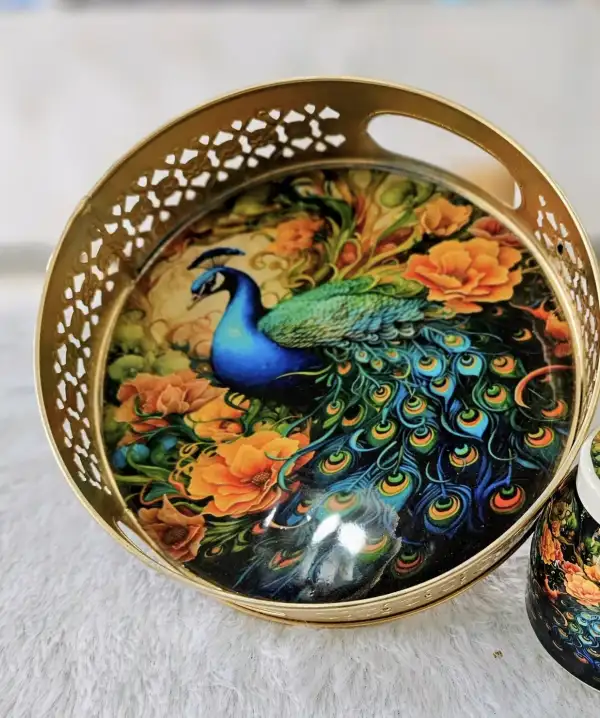 Premium Design Metal Pichwai 8 inch Tray