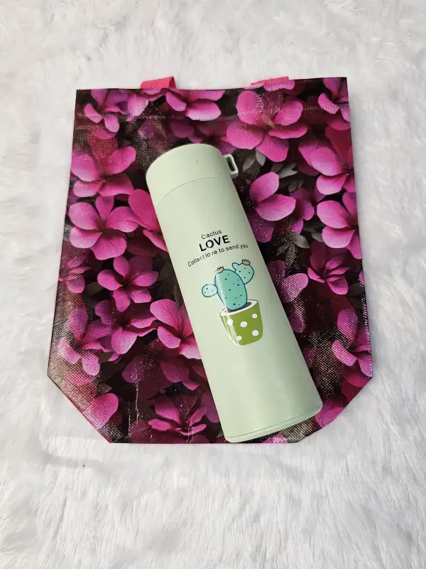 Premium Glass Bottle with Gift Bag – Assorted Prints
