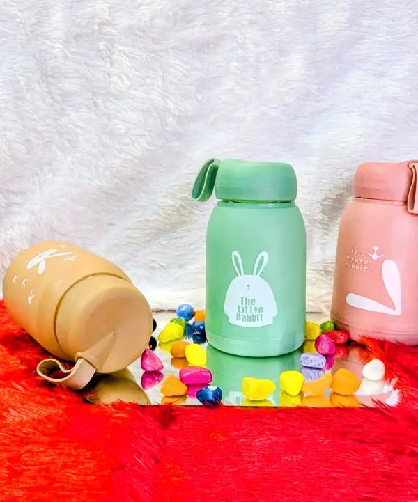Rabbit Pattern Glass Water Bottle 320ml