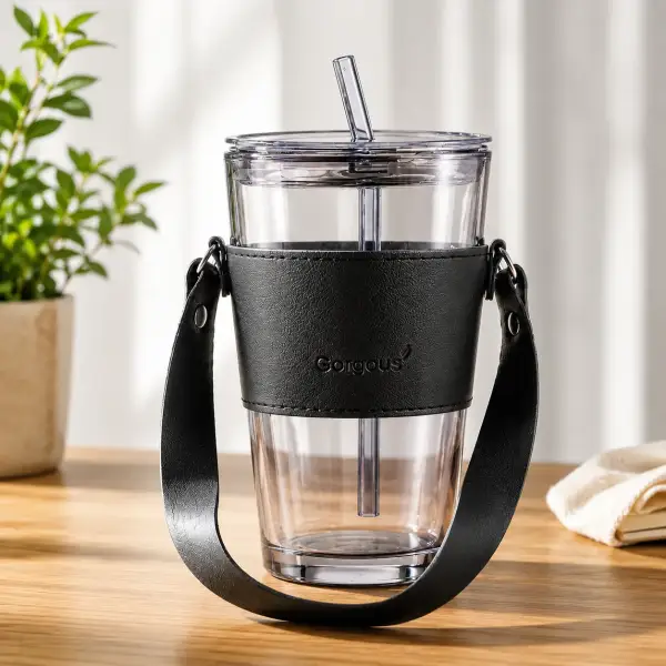 Reusable Glass Coffee Sipper Mug — 450ml