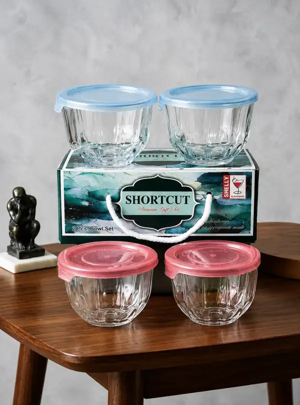 Shortcut 2-Piece Glass Bowl Set with Lids – Premium Storage Bowls