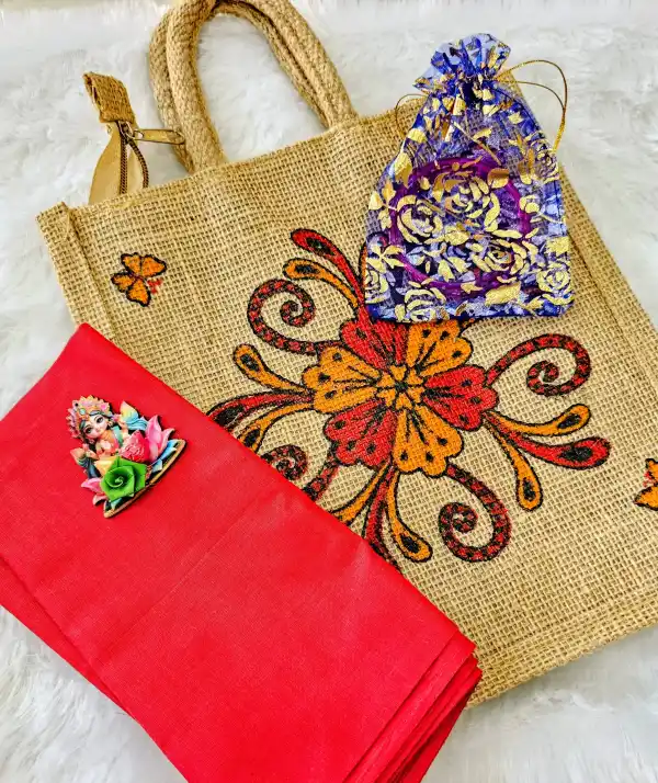 Traditional Jute Gift Bag – Pasupu Kumkum & Bangles Combo