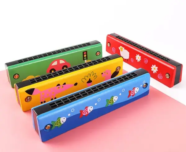 Wooden Harmonica / Mouth Organ Colourful Kids Musical Instruments